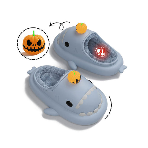 Sharkicks Basic - Hiver, Chaussons Requins Citrouille, Talon Ouvert